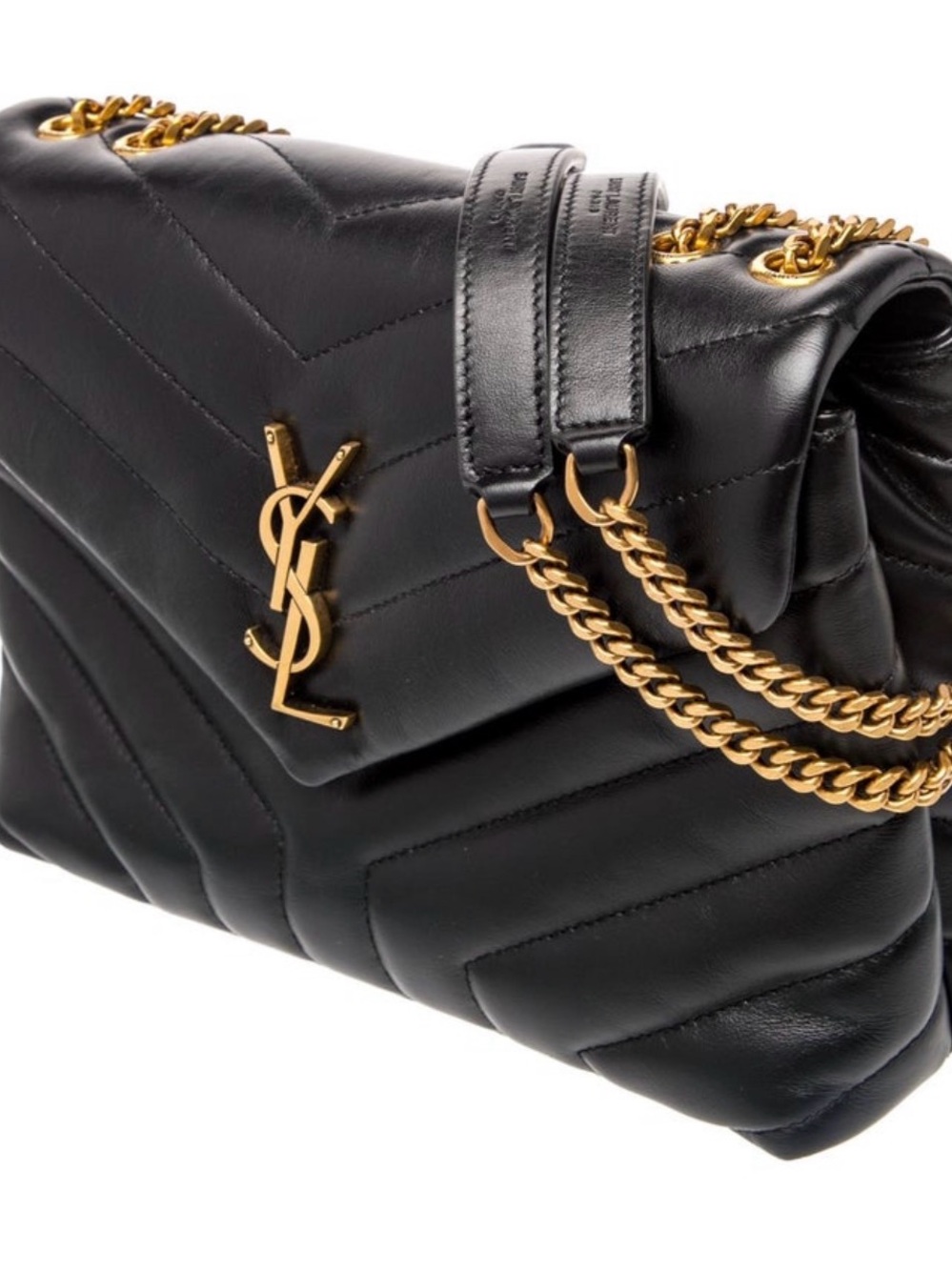 Saint Laurent YSL Loulou Small Black Chevron Quilted Leather Bag Gold Hardware - Picture 2 of 14